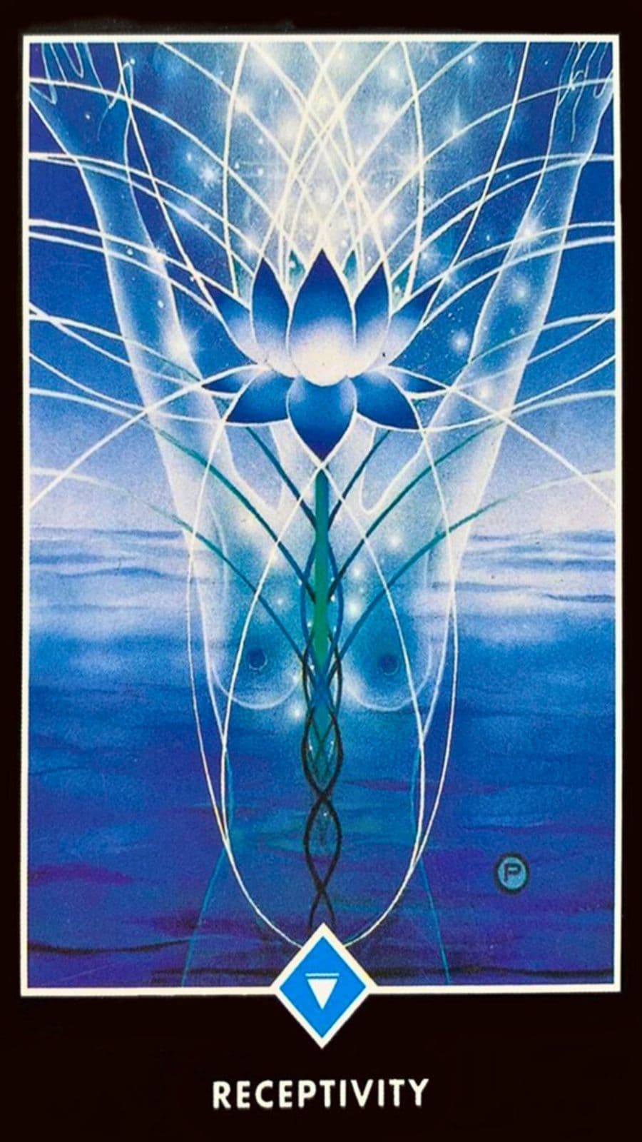 carta do tarot zen osho com a imagem de uma flor de lotus azul