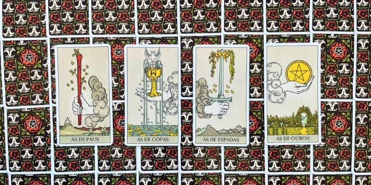 quatro cartas do arcanos menores do tarot rider waite