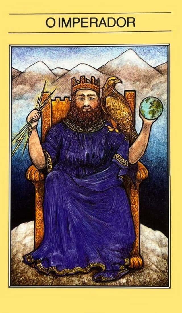 a imagem, vemos Zeus, sentado em um trono majestoso, com a cabe�a erguida e uma express�o facial imponente. Ele � retratado como um l�der poderoso, com uma barba e cabelos longos que indicam maturidade e sabedoria. Zeus segura um cetro em uma das m�os, um s�mbolo de autoridade e poder. Em sua outra m�o, ele segura um raio, representando sua capacidade de controlar os elementos e impor sua vontade. O trono de pedra sobre o qual Zeus est� sentado � s�lido e inabal�vel, simbolizando a estabilidade e a funda��o s�lida sobre a qual o poder paternal se baseia. Isso nos lembra que, para exercer autoridade e lideran�a, � necess�rio ter uma base firme e valores s�lidos.