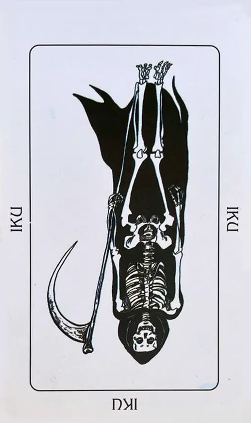 uma caveira com uma capa preta e segurando na m�o uma foice da morte