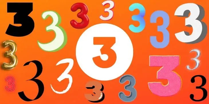 Varios numeros tr�s em um fundo laranja
