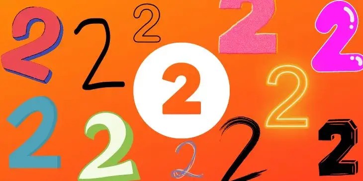 v�rios tipos de n�meros dois em um fundo laranja