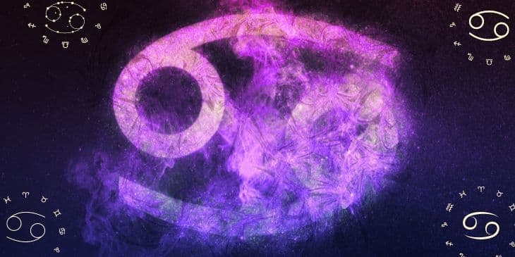 signo de cancer em um fundo cheio de estrelas do universo