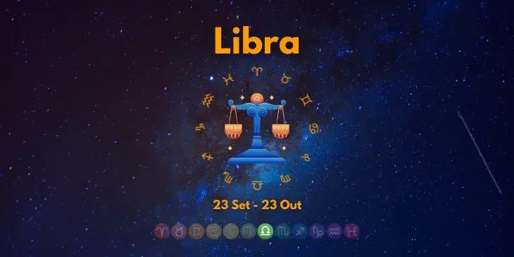 o signo de libra em volta de um circulo com todos os elementos do zodiaco