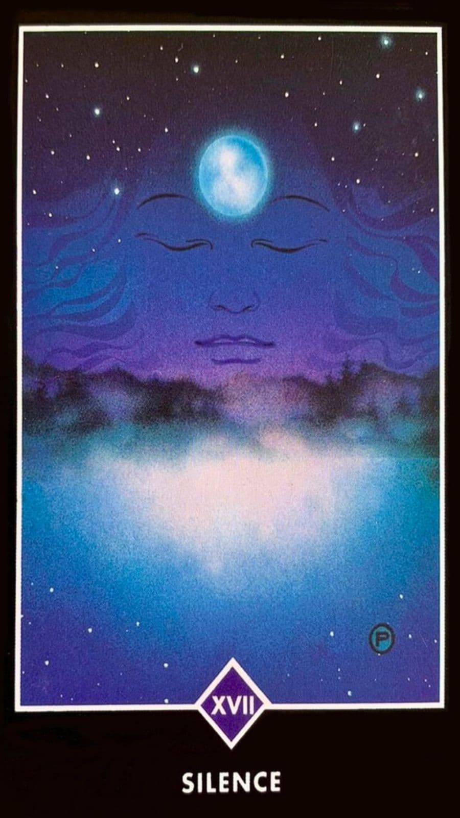 carta revela a receptividade silenciosa de uma noite estrelada de lua cheia, que reflete sua beleza e serenidade em um lago coberto de n�voa.