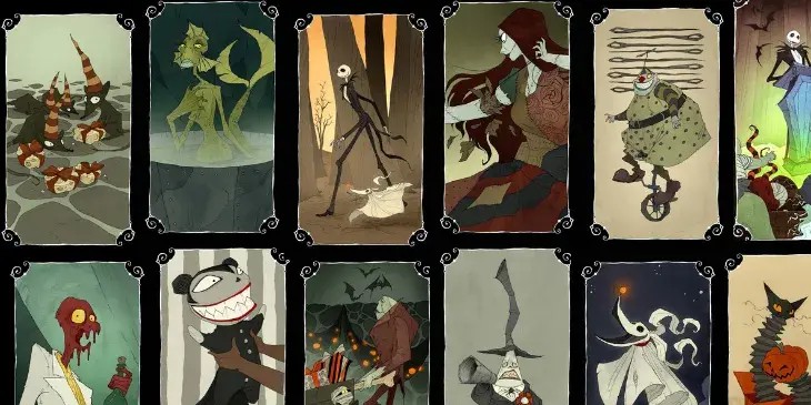 varias cartas do tarot estranho mundo de jack