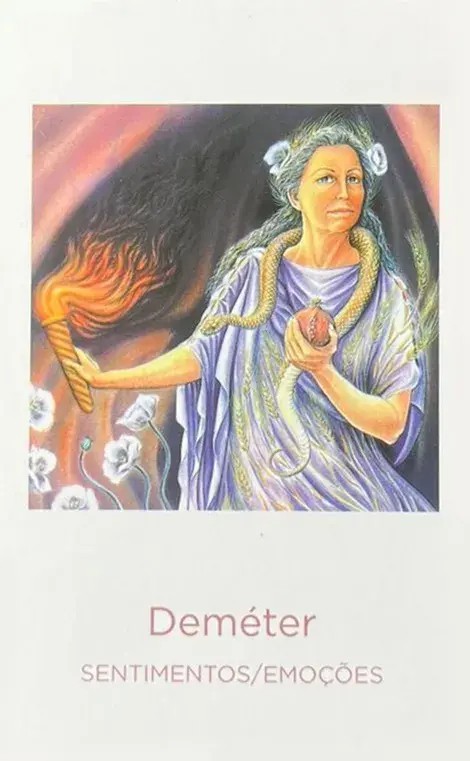 a carta da deusa demeter que � uma mulher branca com uma serpente no pesco�o e uma tocha na m�o